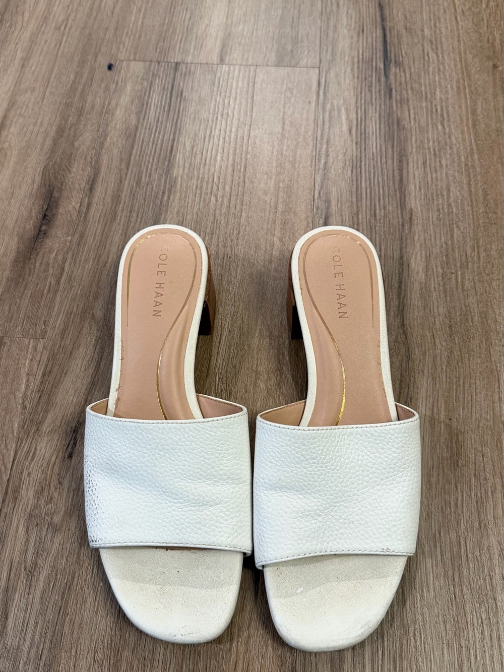 Cole Haan White Leather Slide Mules